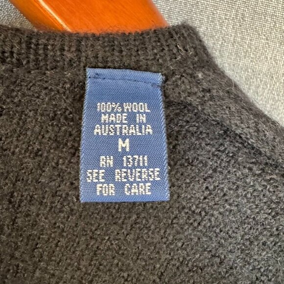 Karen Scott 100% Wool Black Embroidery Covered Button Front Cardigan Sweater - Picture 11 of 12